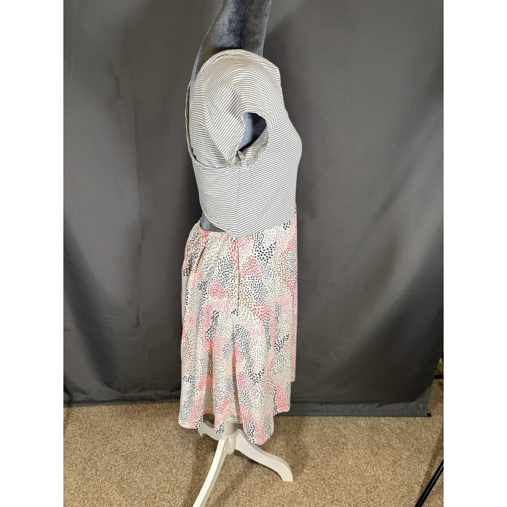 Pact Organic Cotton Fit & Flare Crossover Back Dress Size L Striped Mixed Print - Picture 5 of 10